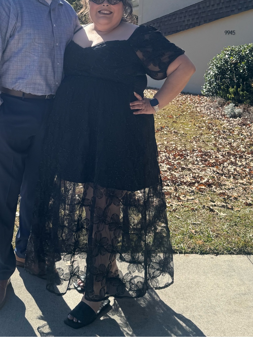 Plus Size Black Lace Overlay Wedding Dress